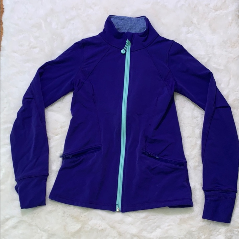 Ivivva Girls Blue Full Zip Up Jacket legging set Size 10.
